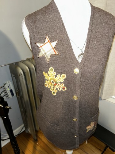 Vintage Silhouette Brown Vest w/ Gold & Red Embroidery (M) - photo 2