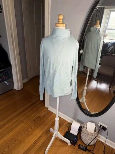 Mercer & Madison Italian Merino Light Blue Turtleneck Sweater L
