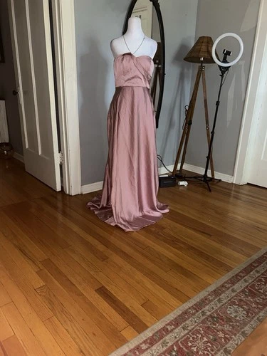 Lulus Real Romantic Light Rose Satin Strapless Maxi Dress - photo 2
