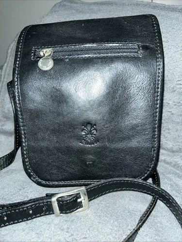 VTG Firenze Italy EUC Unisex Black Leather Mini Cross Body Bag