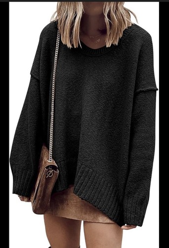 ANRABESS Women's Size Small Fall Waffle Knit Pullover Sweater Bl
