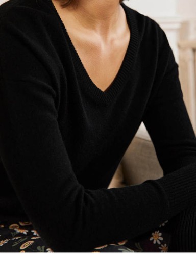 Apt 9 Black Long Sleeve 100% Cashmere V-Neck Sweater Size Small