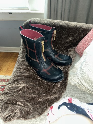 Tommy Hilfiger Blue and Red Plaid Boots with Gold Zipper - photo 2