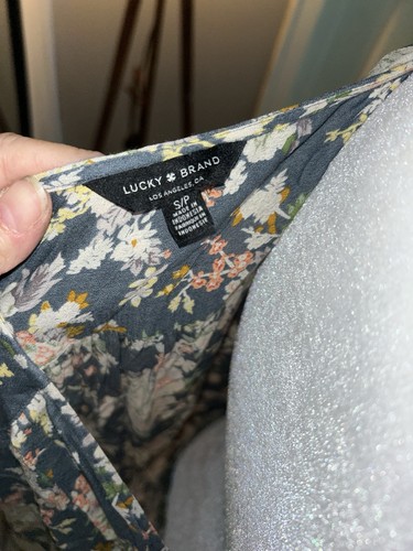 Lucky Brand Floral Wrap Blouse - Gray and Cream - photo 5