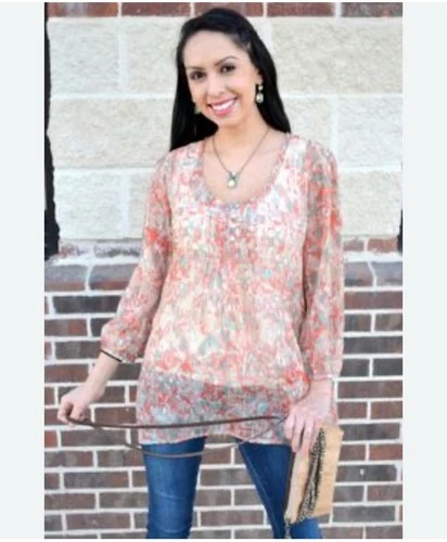 Miraclebody Miraclesuit Tunic Long Sleeve, Watercolor Print, Kni
