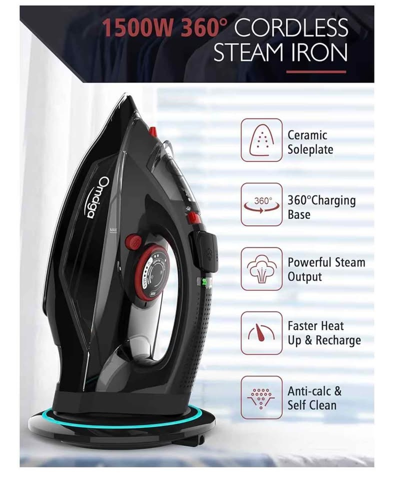 Cordless Garment Steamer Iron, 1500W - photo 2