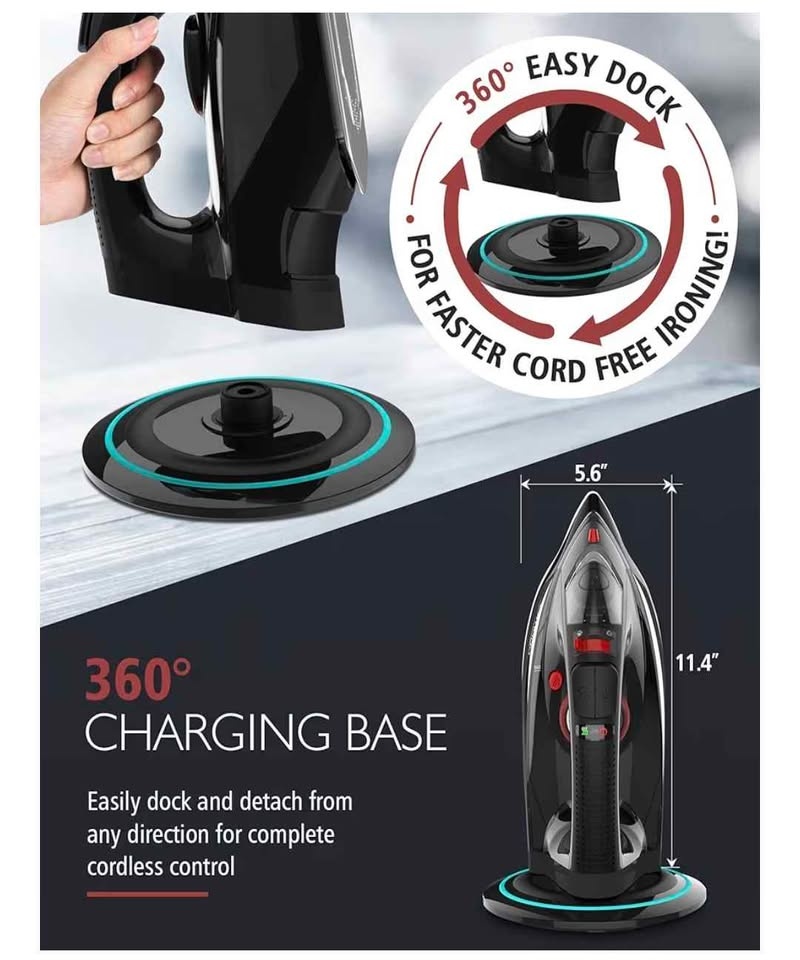 Cordless Garment Steamer Iron, 1500W - photo 4