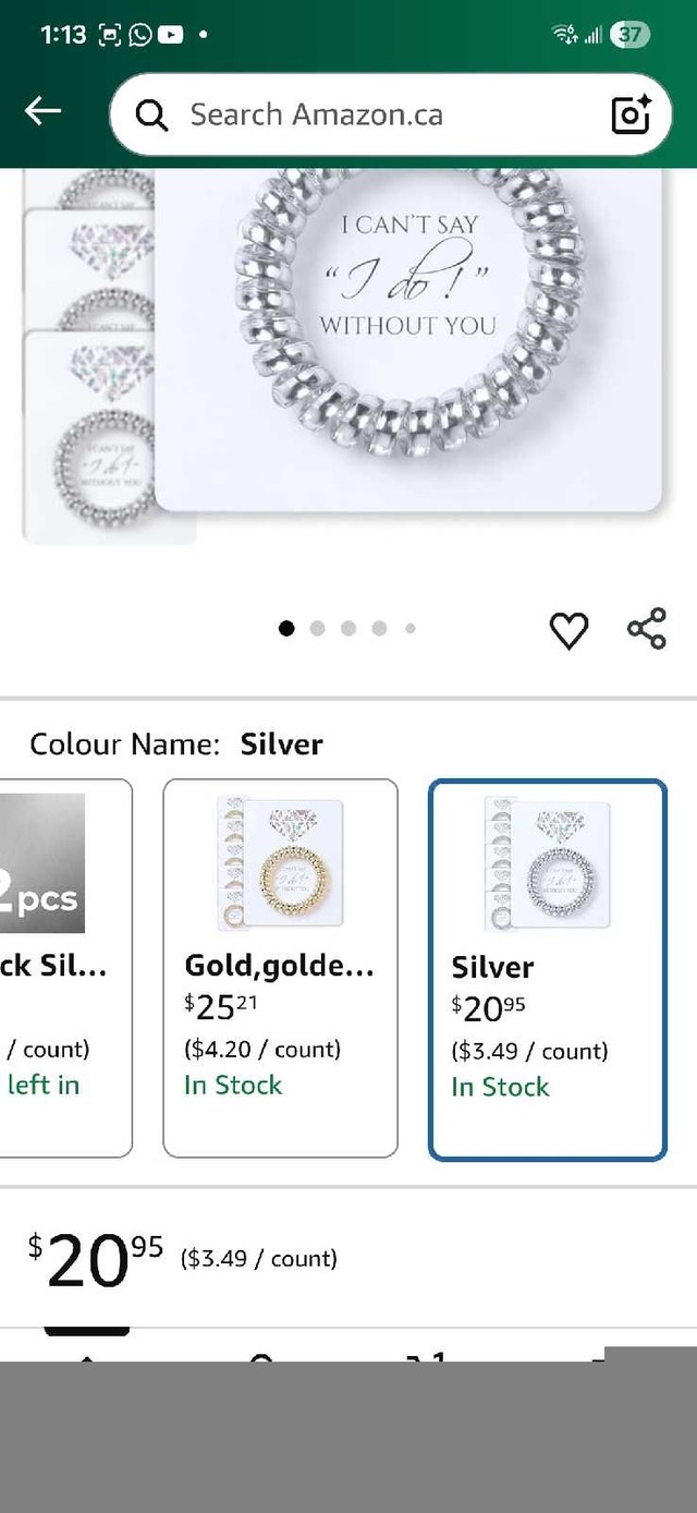 8 Silver Spiral Hair Ties - Phone Cord Style - photo 2