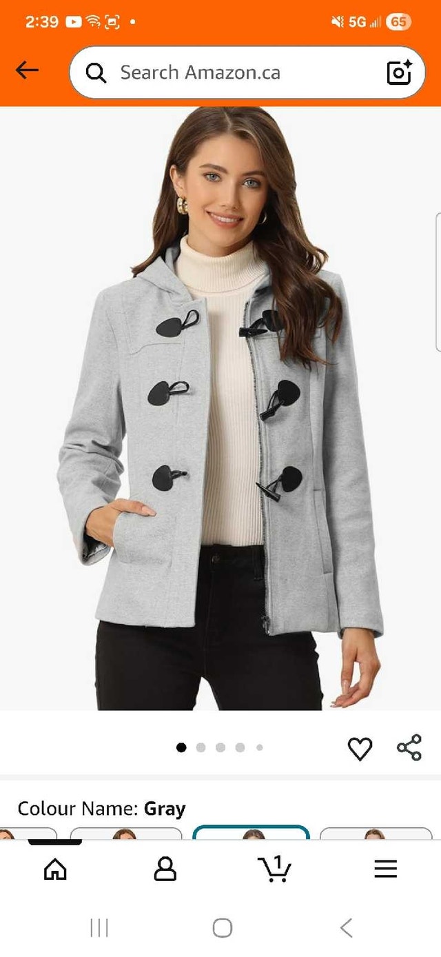 New Women's Winter Jacket - Allegra K - Grey - Small