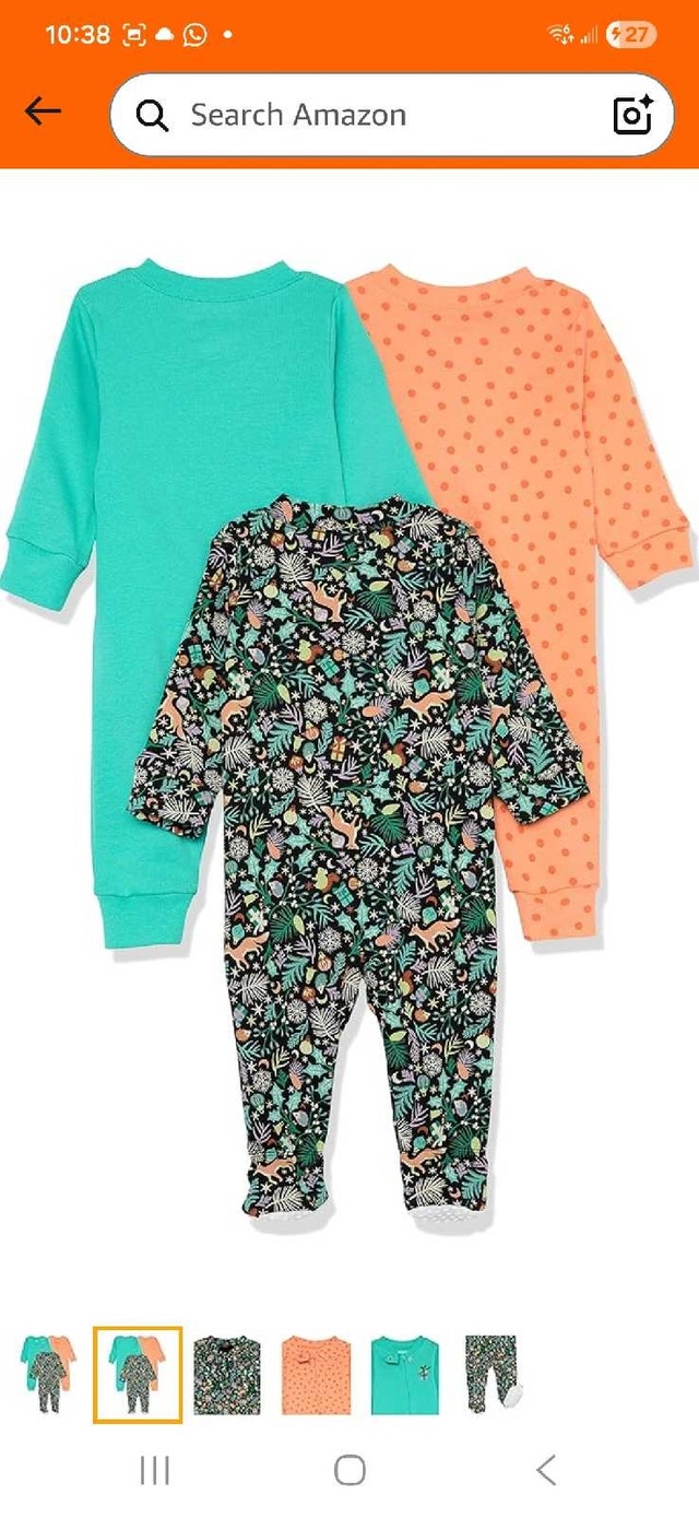 3x Amazon Basics 2T Footed Pajamas