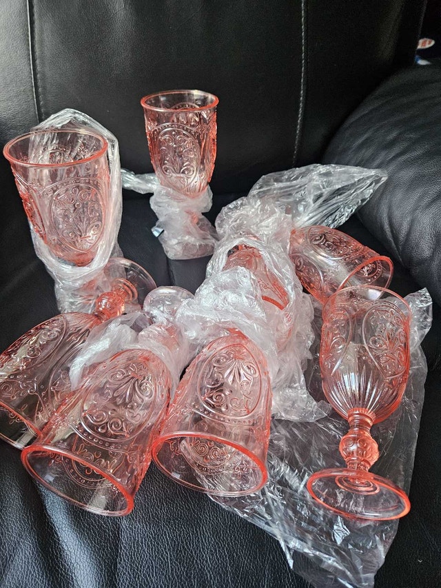 Pink Embossed Goblets (Set of 8)