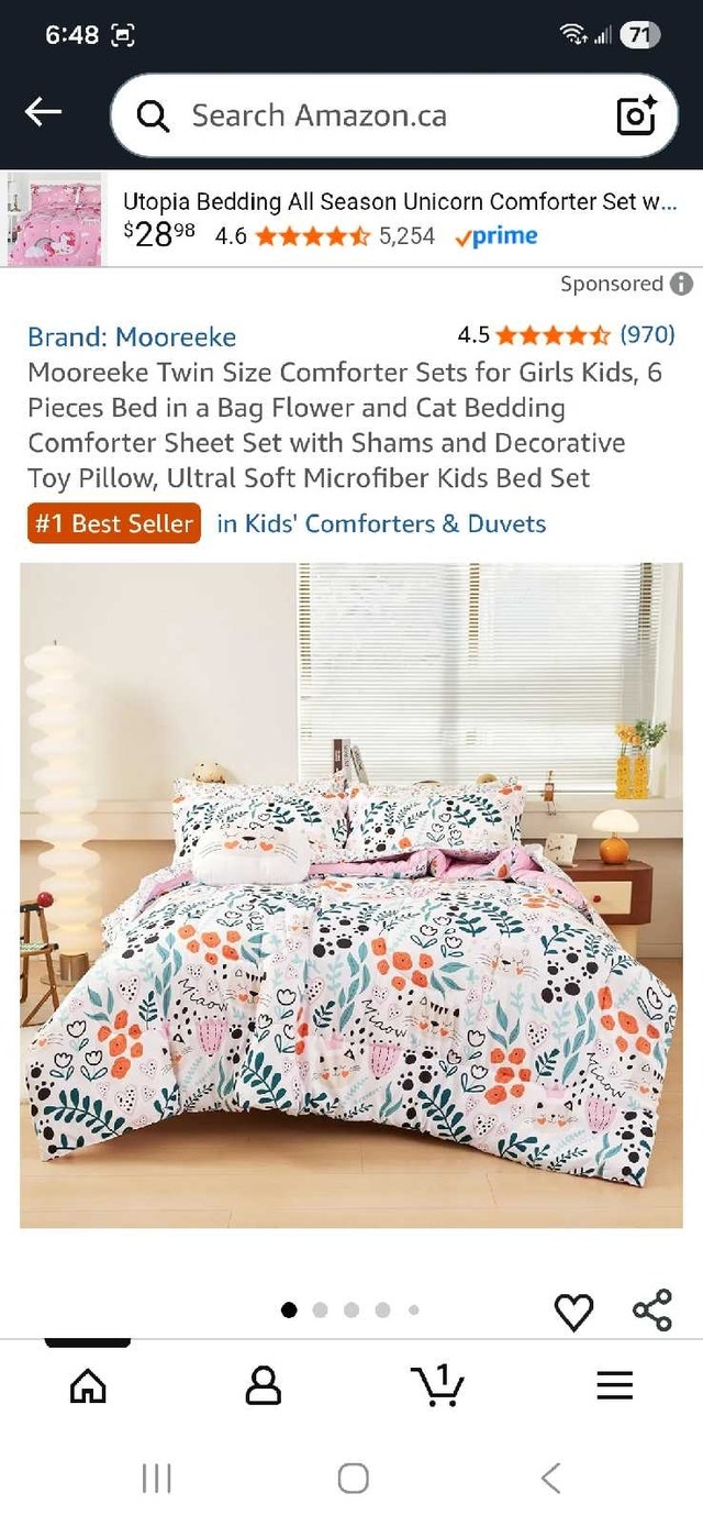 Mooreeeke Twin Comforter Set - Flower Cat Design