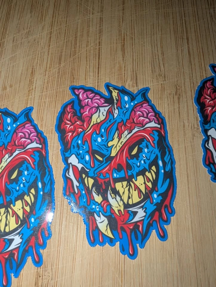 Ghoul Skull Vinyl Decal | Blue & Red Monster Sticker 4" - photo 3