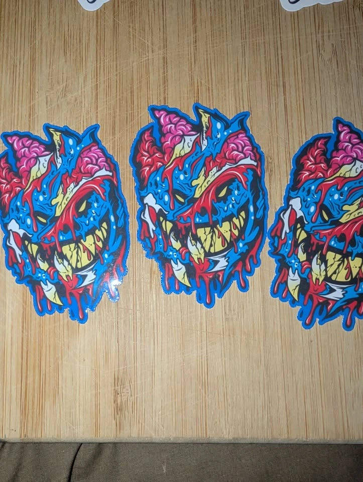 Ghoul Skull Vinyl Decal | Blue & Red Monster Sticker 4" - photo 4