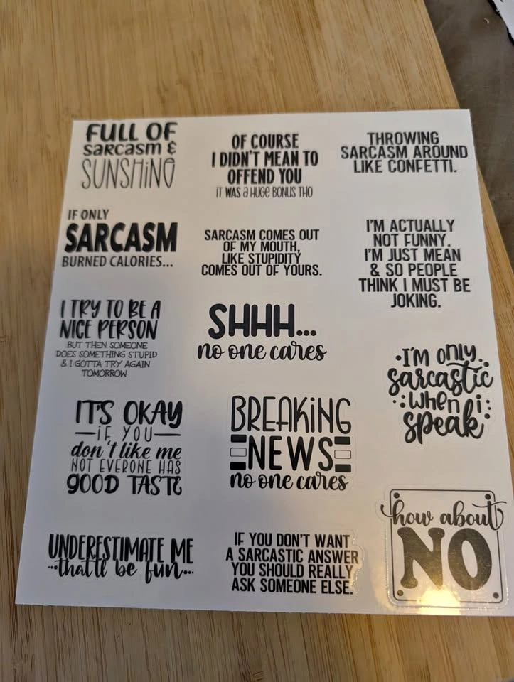 Sarcastic Sticker Sheets | Snarky Vinyl Decals - photo 2