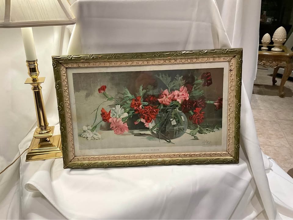 Vintage Print "In Full Bloom" w/ Original Frame