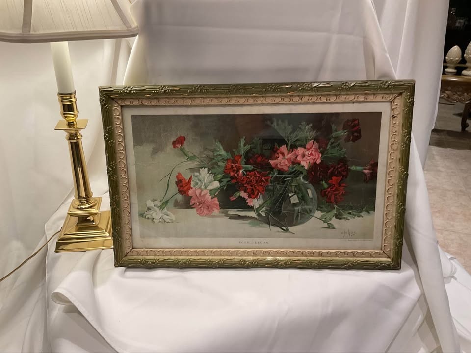 Vintage Print "In Full Bloom" w/ Original Frame - photo 3
