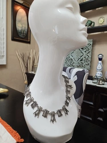 Vintage Brutalist Christine Philippe Necklace Collier Silver Eye - photo 4