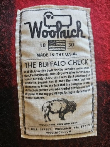 Vintage WOOLRICH Wool BLANKET Buffalo Check Red BLACK 127cm X 15 - photo 2