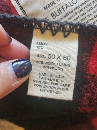 Vintage WOOLRICH Wool BLANKET Buffalo Check Red BLACK 127cm X 15 - photo 3
