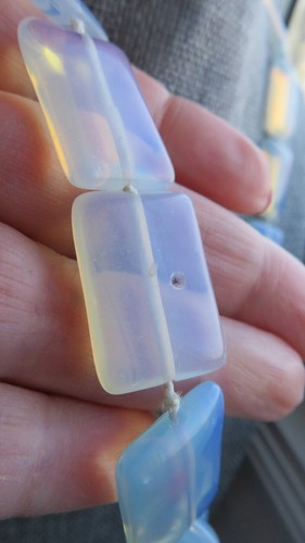 Antique Vintage OPALINE OPALESCENT opalite rectangle necklace fi - photo 3