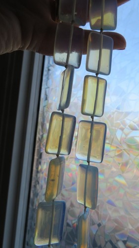 Antique Vintage OPALINE OPALESCENT opalite rectangle necklace fi - photo 4