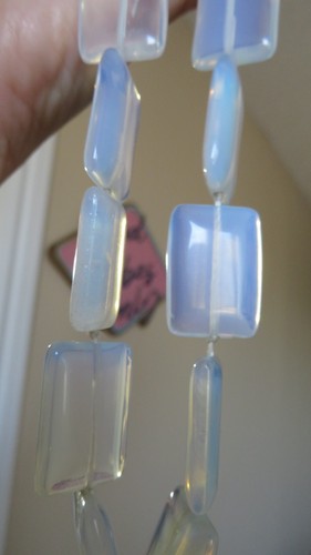 Antique Vintage OPALINE OPALESCENT opalite rectangle necklace fi - photo 5