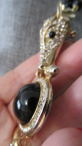 Vtg NINA RICCI Necklace, Gold Tone Horse Head Brooch, Removable - photo 4