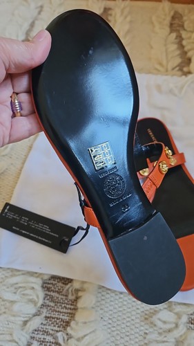 Versace Flat T-Strap Shoes Medusa Emblem Stud Black Women Size 3 - photo 3