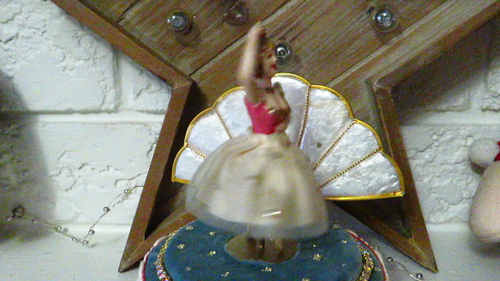 VTG Reuge Music Box, Crown Ballerina, Oak, Shell, Crystals, Rare - photo 2