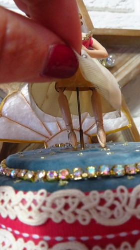 VTG Reuge Music Box, Crown Ballerina, Oak, Shell, Crystals, Rare - photo 4