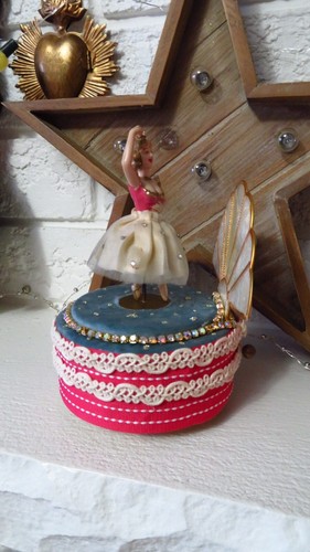 VTG Reuge Music Box, Crown Ballerina, Oak, Shell, Crystals, Rare - photo 5