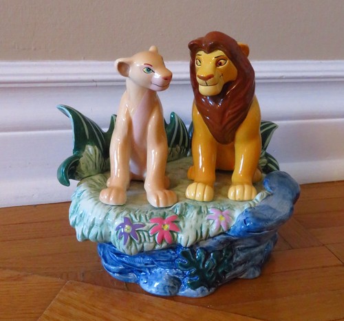 Vintage Disney Lion King Music Box Porcelain Simba Nala