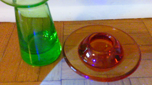 Vintage Uranium Glass Vase & Manganese Candle Holder - Italy - photo 2