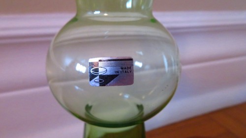 Vintage Uranium Glass Vase & Manganese Candle Holder - Italy - photo 3