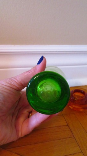 Vintage Uranium Glass Vase & Manganese Candle Holder - Italy - photo 5