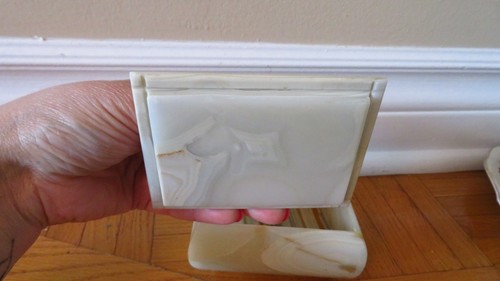 VTG Onyx Trinket Box w/Lid Gold Cream Brown made in Italy - photo 4