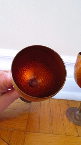 Vintage JG MONETTE Enamel Copper Wine Goblets Set - photo 4