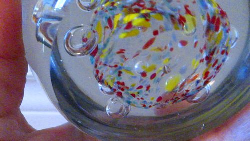 Vtg large Millefiori Glass Paperweight: Multicolor Art Glass con - photo 2