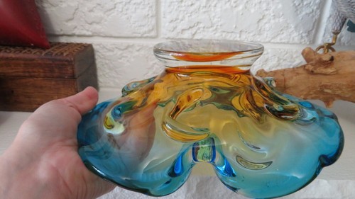 VTG Murano Art Glass Ashtray Trinket Tray - Blue Gold Italian - photo 4