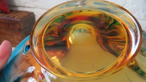 VTG Murano Art Glass Ashtray Trinket Tray - Blue Gold Italian - photo 5