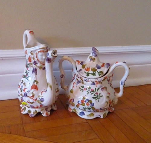 Bassano Tea & Coffee Set, Italian Floral Ceramic 1960s