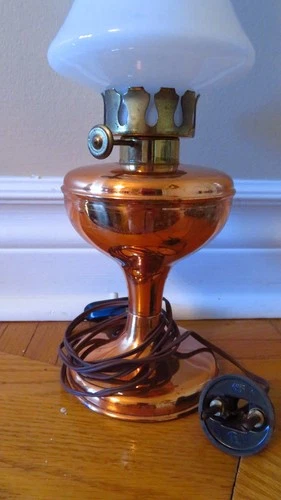 Vintage Ta Picl Copper Oil Lamp Repurposed Electrical - photo 3