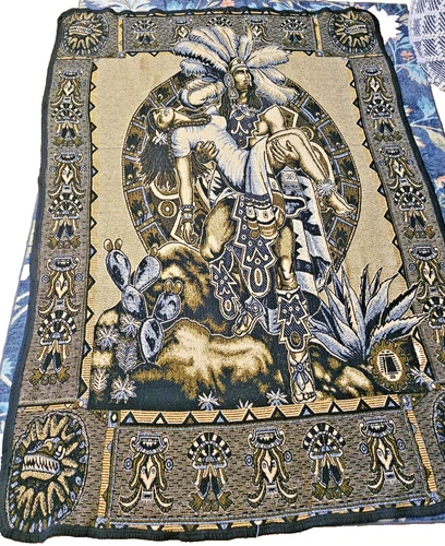 VTG Aztec Blanket Throw 80s 90s GUC Brown Pride