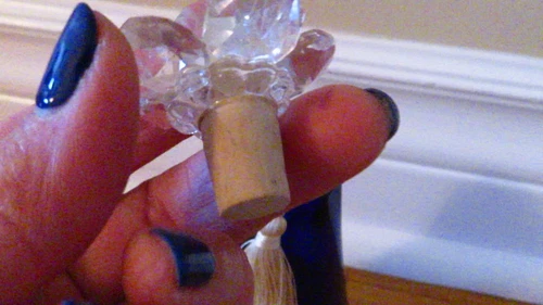 Vintage Perfume Scent Bottle Cobalt Blue Crystal Flower - photo 2
