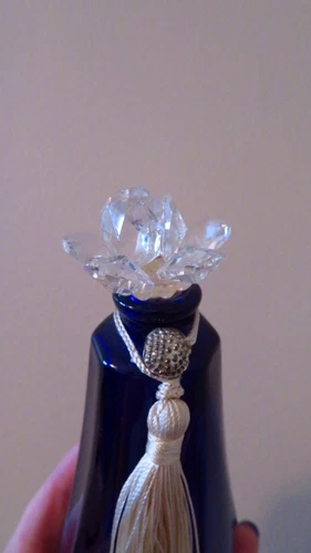 Vintage Perfume Scent Bottle Cobalt Blue Crystal Flower - photo 5