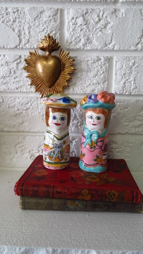 Vintage Susan Paley Salt & Pepper Shakers - Elaine & Melissa
