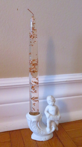 Vintage Italian Bisque Angel Candle Holder with Cornucopia