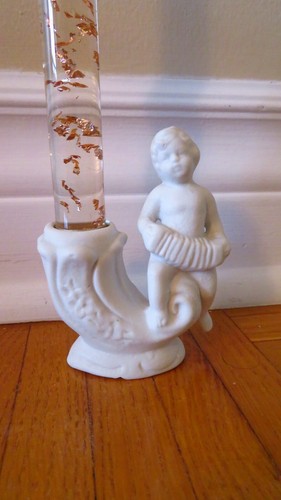 Vintage Italian Bisque Angel Candle Holder with Cornucopia - photo 2
