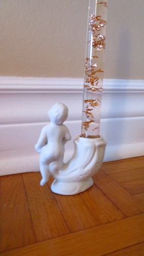 Vintage Italian Bisque Angel Candle Holder with Cornucopia - photo 3